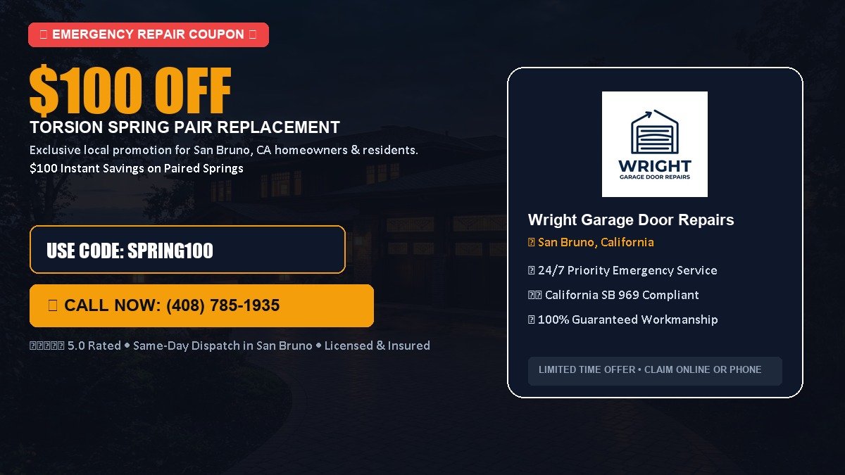$100 OFF Heavy-Duty Torsion Spring Pair Replacement in San Bruno, CA