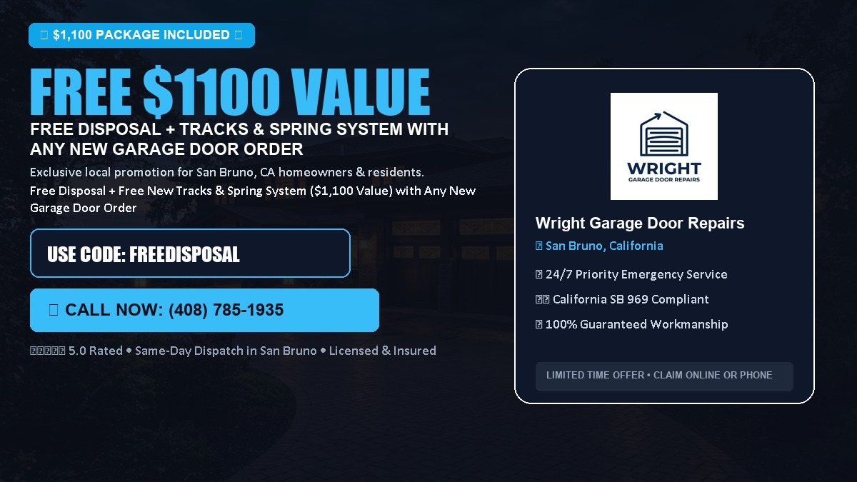 Free Disposal + Free New Tracks & Spring System with Any New Garage Door Order ($1100 Value) in San Bruno, CA